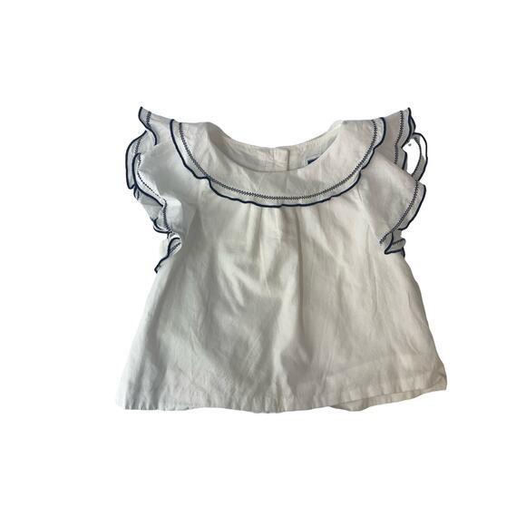 Janie & Jack Girls' White Flutter Sleeve Embroidered Top Baby Size 6-12 Months - Picture 6 of 6